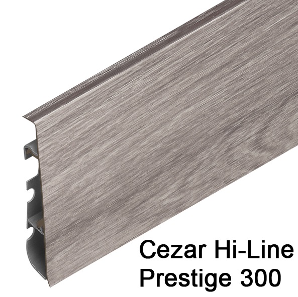 Плинтус Cezar (Цезарь) HI-LINE PRESTIGE 300 (75мм*22мм*2500мм) кабель-канал, мягкий край