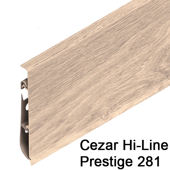 Плинтус Cezar (Цезарь) HI-LINE PRESTIGE 281 (75мм*22мм*2500мм) кабель-канал, мягкий край