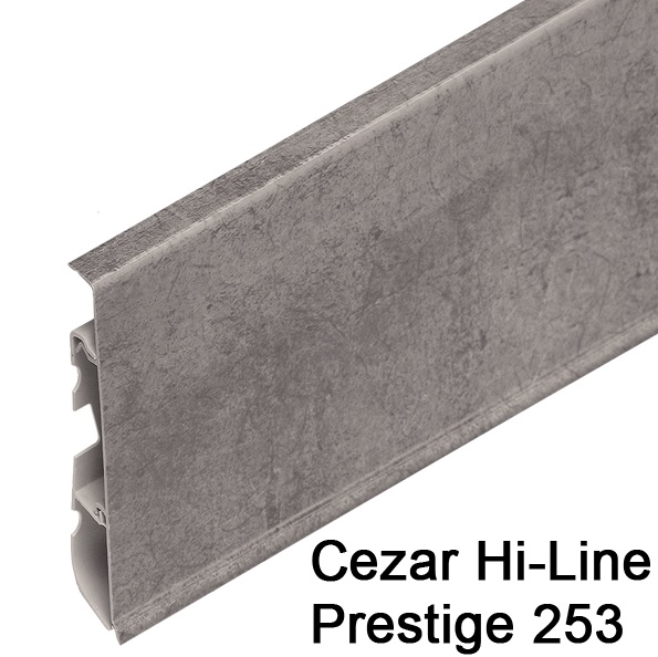 Плинтус Cezar (Цезарь) HI-LINE PRESTIGE 253 (75мм*22мм*2500мм) кабель-канал, мягкий край