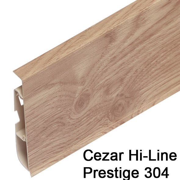 Плинтус Cezar (Цезарь) HI-LINE PRESTIGE 304 (75мм*22мм*2500мм) кабель-канал, мягкий край
