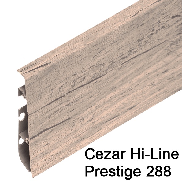 Плинтус Cezar (Цезарь) HI-LINE PRESTIGE 288 (75мм*22мм*2500мм) кабель-канал, мягкий край