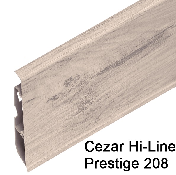 Плинтус Cezar (Цезарь) HI-LINE PRESTIGE 208 (75мм*22мм*2500мм) кабель-канал, мягкий край