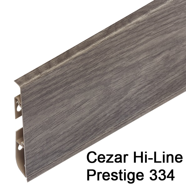 Плинтус Cezar (Цезарь) HI-LINE PRESTIGE 334 (75мм*22мм*2500мм) кабель-канал, мягкий край