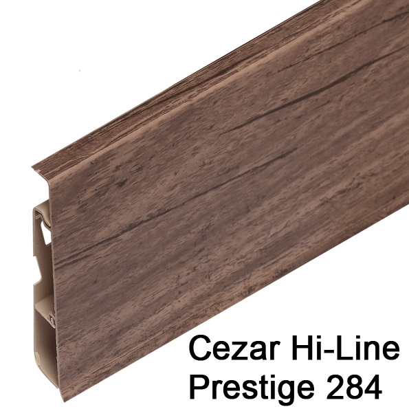 Плинтус Cezar (Цезарь) HI-LINE PRESTIGE 284 (75мм*22мм*2500мм) кабель-канал, мягкий край