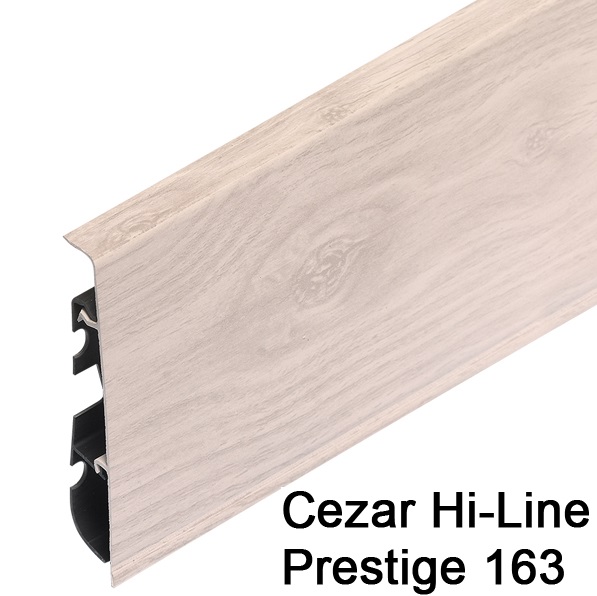 Плинтус Cezar (Цезарь) HI-LINE PRESTIGE 163 (75мм*22мм*2500мм) кабель-канал, мягкий край