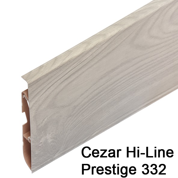 Плинтус Cezar (Цезарь) HI-LINE PRESTIGE 332 (75мм*22мм*2500мм) кабель-канал, мягкий край