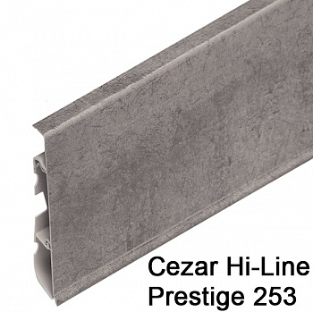 Плинтус Cezar (Цезарь) HI-LINE PRESTIGE 253 (75мм*22мм*2500мм) кабель-канал, мягкий край