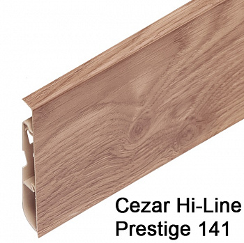 Плинтус Cezar (Цезарь) HI-LINE PRESTIGE 141 (75мм*22мм*2500мм) кабель-канал, мягкий край