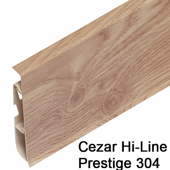 Плинтус Cezar (Цезарь) HI-LINE PRESTIGE 304 (75мм*22мм*2500мм) кабель-канал, мягкий край
