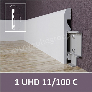 Плинтус UHD полимер Solid (Солид) 11/100C (100*14*2400мм) грунтованный, под покраску