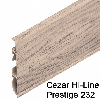 Плинтус Cezar (Цезарь) HI-LINE PRESTIGE 232 (75мм*22мм*2500мм) кабель-канал, мягкий край
