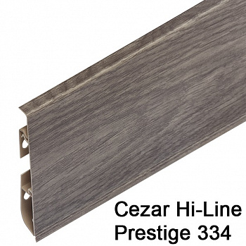 Плинтус Cezar (Цезарь) HI-LINE PRESTIGE 334 (75мм*22мм*2500мм) кабель-канал, мягкий край