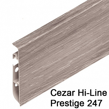 Плинтус Cezar (Цезарь) HI-LINE PRESTIGE 247 (75мм*22мм*2500мм) кабель-канал, мягкий край