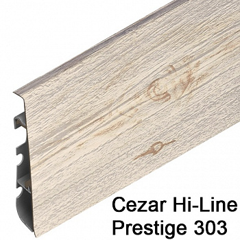 Плинтус Cezar (Цезарь) HI-LINE PRESTIGE 303 (75мм*22мм*2500мм) кабель-канал, мягкий край