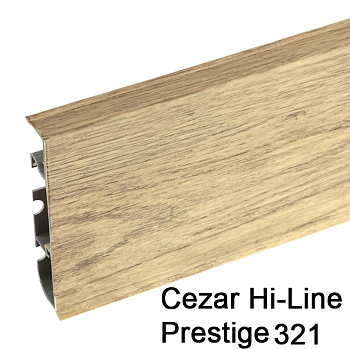 Плинтус Cezar (Цезарь) HI-LINE PRESTIGE 321 (75мм*22мм*2500мм) кабель-канал, мягкий край