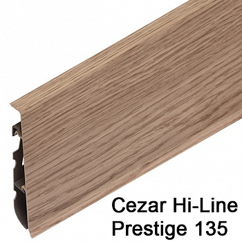 Плинтус Cezar (Цезарь) HI-LINE PRESTIGE 135 (75мм*22мм*2500мм) кабель-канал, мягкий край