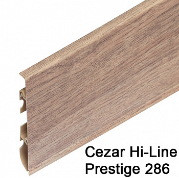 Плинтус Cezar (Цезарь) HI-LINE PRESTIGE 286 (75мм*22мм*2500мм) кабель-канал, мягкий край